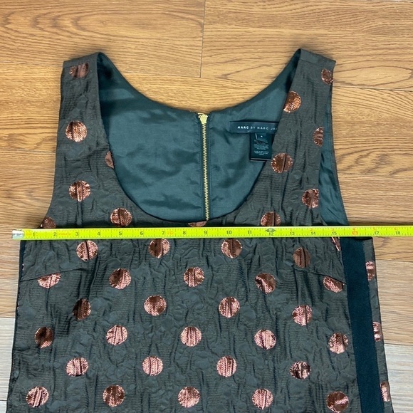 Marc by Marc Jacobs Polkadot A-Line Dress Shimmery Polka Dot Crinkle Fabric Sz 4 - Picture 12 of 14